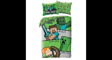 Minecraft Dekbedovertrek explore - 140 x 200 cm - 70 x 90 cm - Polyester