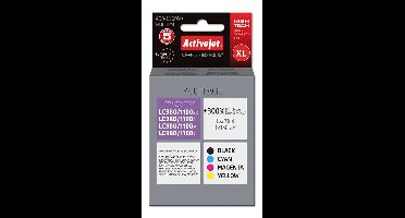 Activejet Activejet-inkt ABB-1100NX (vervanging Brother LC1100/980; Supreme; 1 x 29 ml, 3 x 19,5 ml; zwart, rood, blauw, geel)