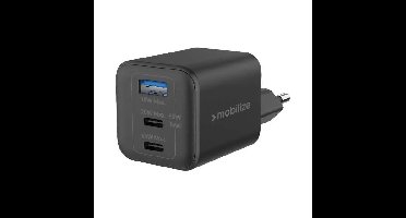Mobilize Wall Charger 2x USB-C + 1x USB GaN 65W with PD/PPS Black