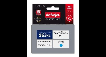 Activejet AH-963CRX inkt voor HP printers, Vervanging HP 963XL 3JA27AE; Premium; 1760 pagina's; blauw