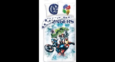 Marvel Avengers Dekbedovertrek Team wit/lichtblauw 140 x 200 cm