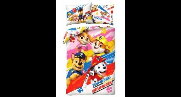 Paw Patrol dekbedovertrek Teamwork = Dreamwork 140 x 200 cm katoen