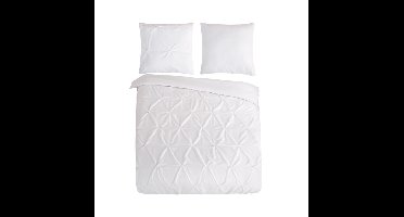 Pure Dekbedovertrek "luxe stiksel plooien" - Wit - (200x200/220 cm) - Microfiber