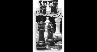 Sweet Home Dekbedovertrek - Chess horse - 140 x 200 cm Zwart/wit