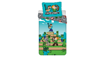 Minecraft Dekbedovertrek groen - 140 x 200 cm - Katoen