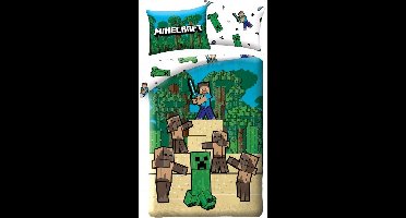 Minecraft Dekbedovertrek Fight- 140 x 200 cm - Katoen