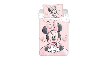 Disney Minnie Mouse peuterdekbedovertrek Hearts - 100 x 135 cm - Katoen - roze