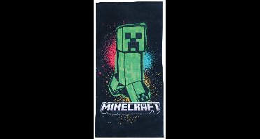Minecraft handdoek 70x 140cm zwart