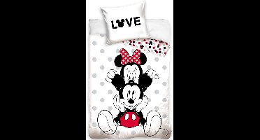 Disney Mickey & Minnie Mouse Dekbedovertrek Love - Eenpersoons - 140 x 200 cm - Katoen
