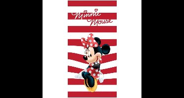Minnie Mouse strandlaken wit rood 70 x 140 cm katoen