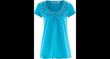 Katoenen shirt met kant, korte mouw