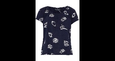 Gedessineerd carmen-shirt met ronde hals van biologisch katoen