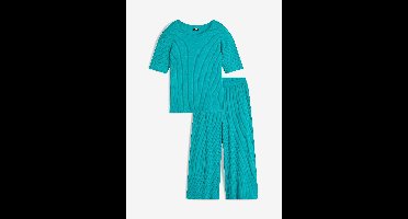 Geribde pyjama met culotte (2-dlg. set)