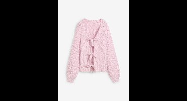 Dubbelzijdig grof gebreid vest met strikjes