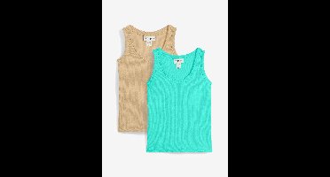 Geribde tanktop met biologisch katoen (set van 2)