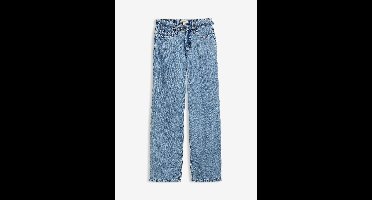 Loose straight jeans, mid waist van katoen