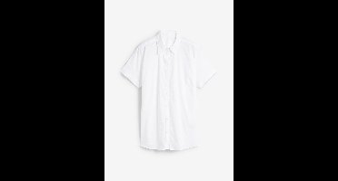 Stretch blouse van een katoenmix met korte mouwen