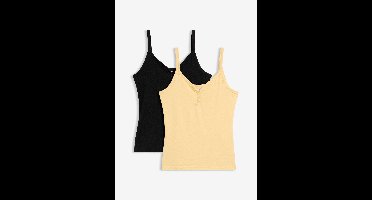 Top met spaghettibandjes en biologisch katoen (set van 2)