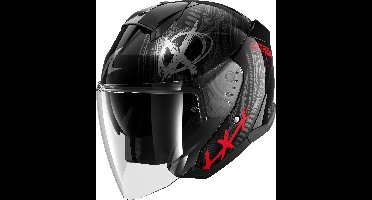 SHARK Skwal Jet Shiever, Jethelm of scooter helm, Zwart-Antraciet-Rood KAR
