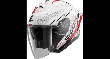 SHARK Skwal Jet Cup Speed-Tech, Jethelm of scooter helm, Wit-Rood-Zwart WRK