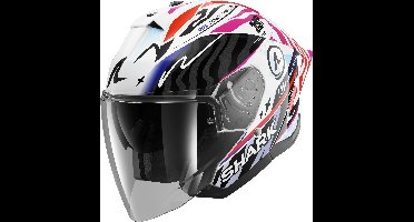 SHARK Skwal Jet Cup Speed-Fancy, Jethelm of scooter helm, Zwart-Wit-Oranje KWO