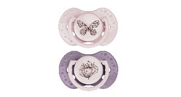 Difrax LOVI Dynamic Pacifier 0-3 Months Botanic Pink Purple - Fopspeen