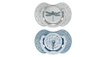 Difrax LOVI Dynamic Pacifier 6-18 Months Botanic Blue Green - Fopspeen