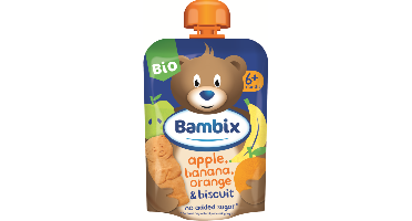 Bambix Bio Knijpzakje Appel, Banaan, Sinaasappel & Koekjes 6+