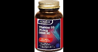 All Natural Vitamine D3 25 mcg (1000 IE) Capsules
