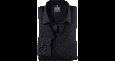 OLYMP Luxor Comfort Fit Overhemd zwart, Effen