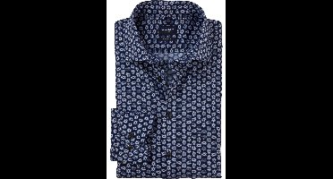 OLYMP Luxor Modern Fit Overhemd marine, Bedrukt