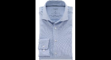 OLYMP Luxor 24/Seven Modern Fit Jersey overhemd blauw, Faux-uni