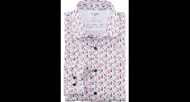 OLYMP Luxor 24/Seven Dynamic Flex Modern Fit Overhemd baksteenrood, Motief