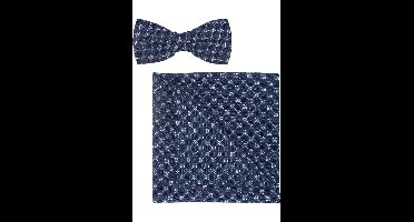 OLYMP Vlinderdas en zakdoek set blauw, Motief