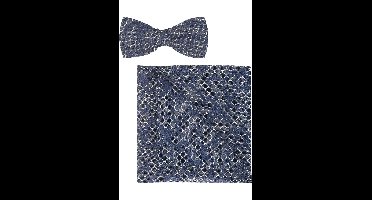 OLYMP Vlinderdas en zakdoek set zwart, Bedrukt