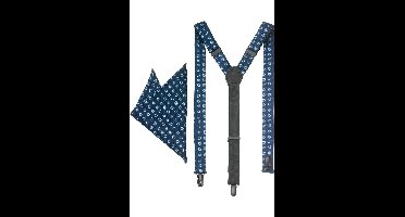 OLYMP Bretels en zakdoekset marine, Ruit