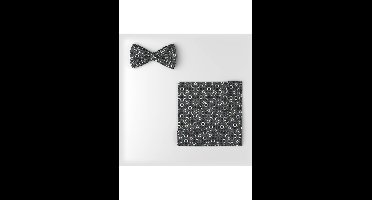 OLYMP Vlinderdas en zakdoek set antraciet, Motief