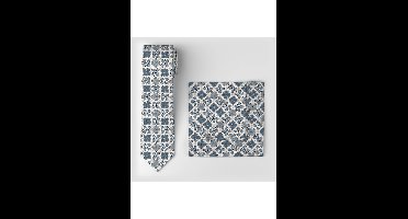 OLYMP Set das, zakdoek blauw, Motief
