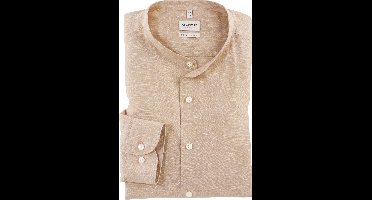 OLYMP Level Five Garment Washed Body Fit Linnen Overhemd natuurlijk, Effen