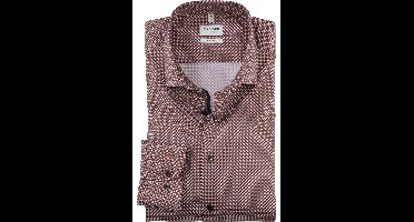 OLYMP Level Five Body Fit Overhemd bruinrood, Motief