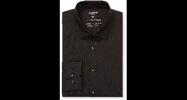 OLYMP No. Six 24/Seven Super Slim Jersey overhemd zwart, Effen