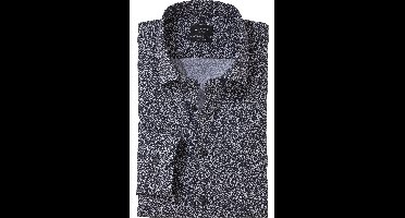 OLYMP No. Six Super Slim Overhemd zwart, Bedrukt