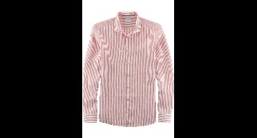 OLYMP Level Five Smart Casual Body Fit Linnen Overhemd rood, Motief