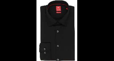 Pure Slim Fit Overhemd zwart, Effen