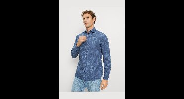 OLYMP Casual Regular Fit Overhemd marine, Bedrukt