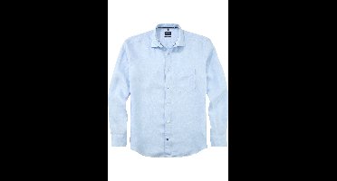 OLYMP Casual Regular Fit Linnen Overhemd lichtblauw, Effen