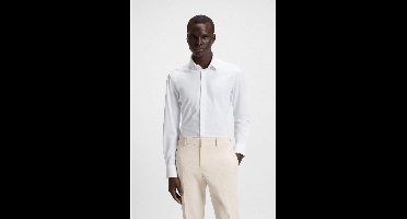 BOSS Slim Fit Jersey overhemd wit, Effen