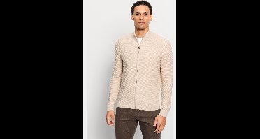 OLYMP Casual Regular Fit Sweatjacket lichtbeige, Gestructureerd