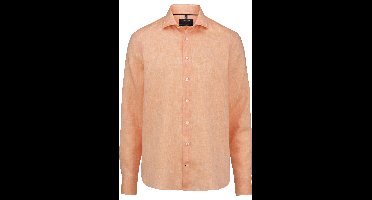 OLYMP SIGNATURE Casual Tailored Fit Linnen Overhemd lichtoranje, Effen