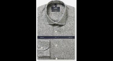 OLYMP SIGNATURE Casual Tailored Fit Linnen Overhemd limegroen, Effen